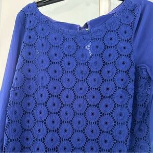 J. Crew Royal Blue Lace Detail Blouse